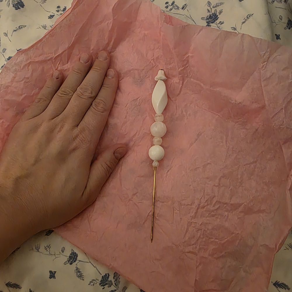 White Beaded Vintage Pin Elegant Versatile Outfit and Headpiece Pin